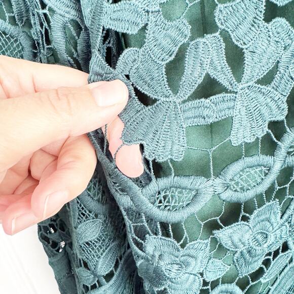 Lovers & Friends x Revolve Caspian Shift Dress Hunter Green Lace Racerback XS - Picture 14 of 14